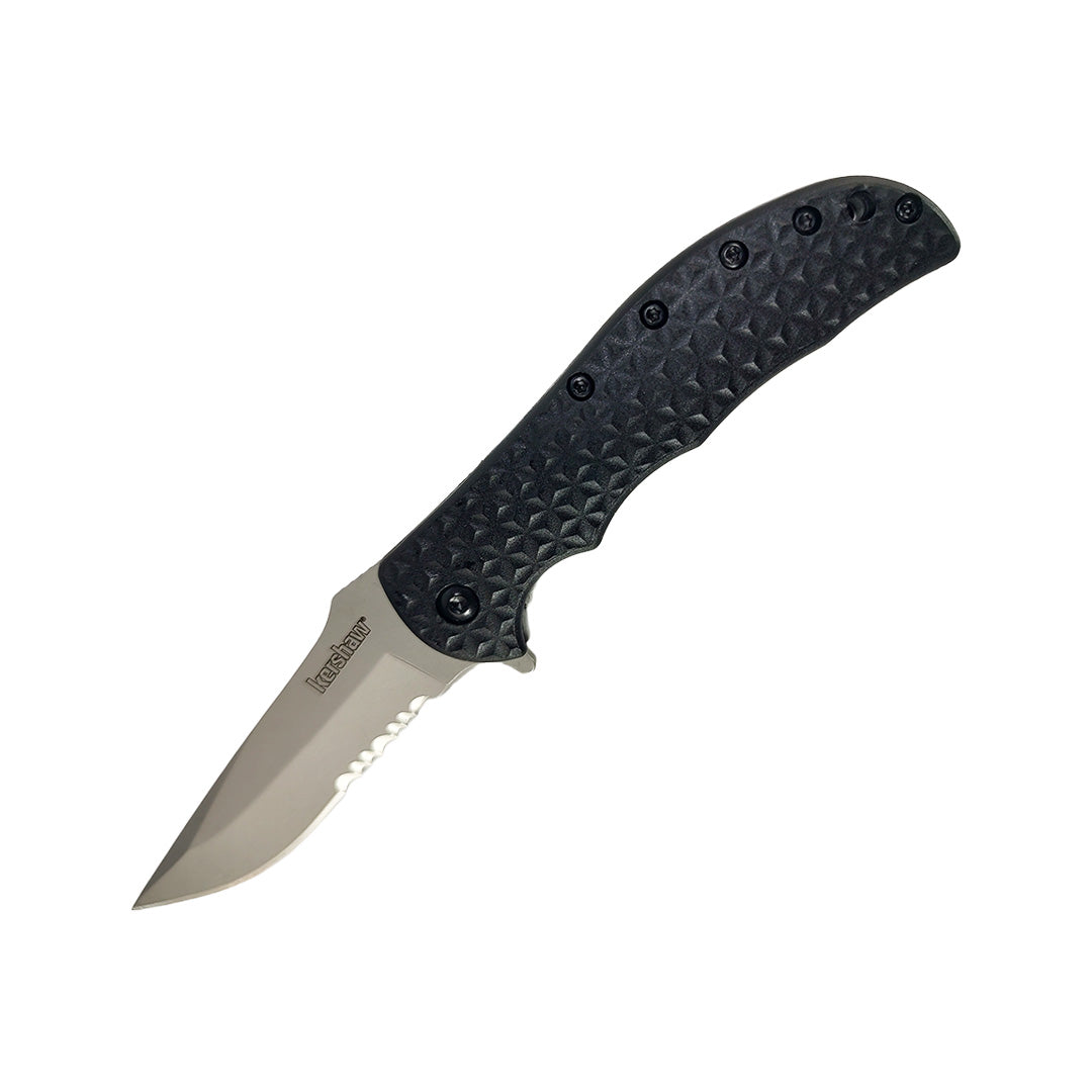 Kershaw Volt II Pocketknife O/A Assisted Opening 8Cr13MoV Steel Drop Point Plain Serrated Edge Blade Folding EDC, Liner Lock System