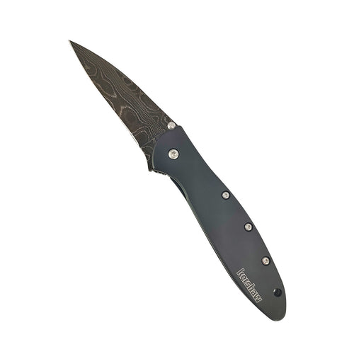 Kershaw Leek Frame lock A/O Damascus Assist Open Flipper Liner Lock Speed-Safe torsion bar Black White