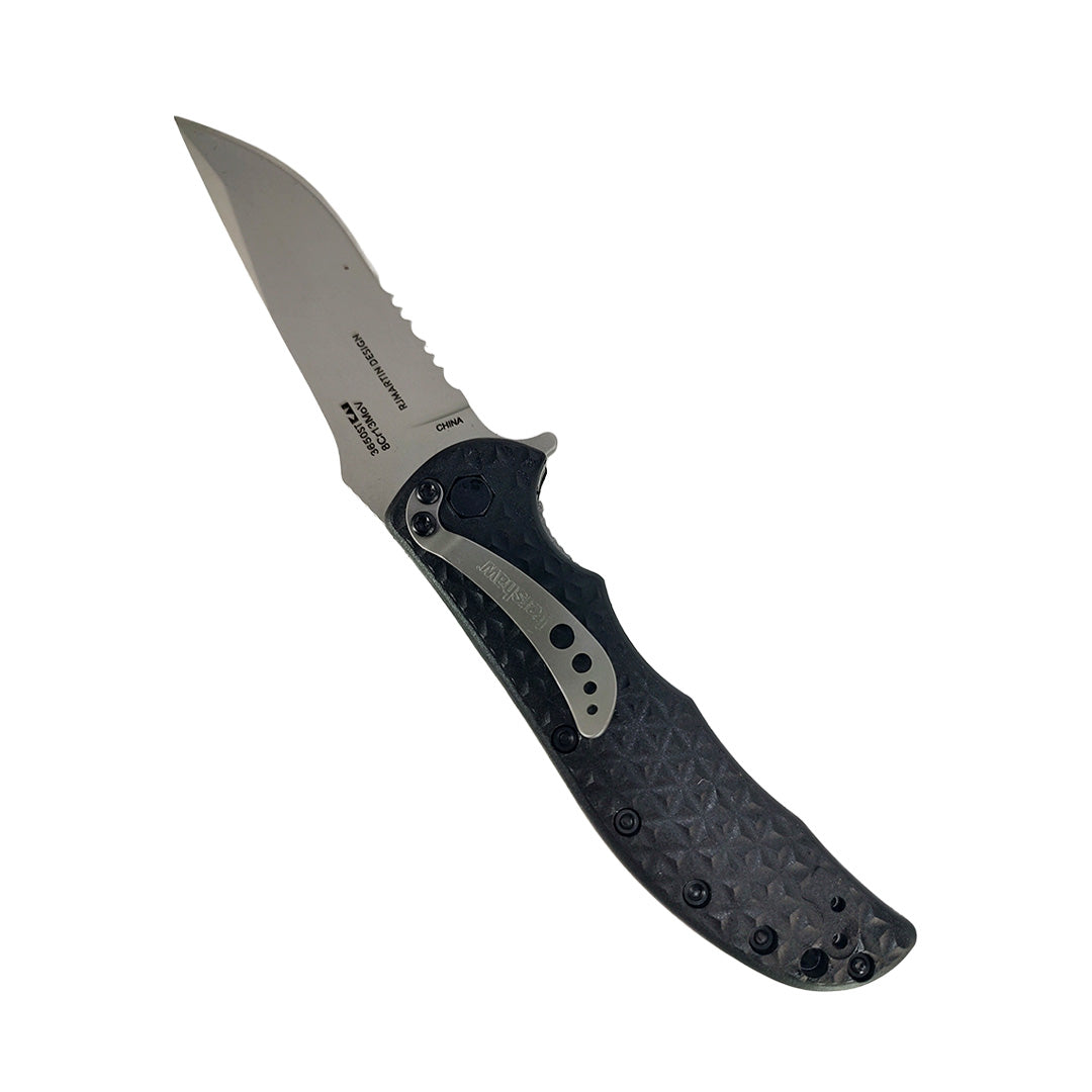 Kershaw Volt II Pocketknife O/A Assisted Opening 8Cr13MoV Steel Drop Point Plain Serrated Edge Blade Folding EDC, Liner Lock System