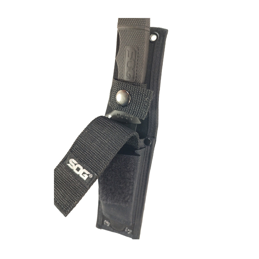 SOG SEAL Pup Fixed Blade Black Clip Point GRN Handle Powder Coated AUS-8 Blade MOLLE Compatible Nylon Sheath M37N-C